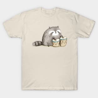 Raccoon on Bongos T-Shirt